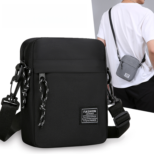 Fashion Men's Crossbody Bag OEM Custom Logo Anti-Theft Lightweight Durable Nylon Small Zipper Shoulder Bag