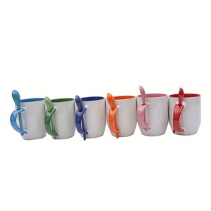 Mug en céramique de porcelaine fine de 11 oz personnalisable par sublimation, avec logo personnalisé et cuillère à thé, style américain, en stock entrepôt américain - Product Image 4