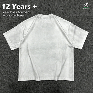 เสื้อยืดทรงบ็อกซี่สไตล์วินเทจฟอกสีแบบแอซิดวอช พิมพ์ลาย DTG สำหรับผู้ชาย คอกลมทรงโอเวอร์ไซส์ สตรีทแวร์ รับผลิตตามแบบ OEM พร้อมลายกราฟิกตามสั่ง ขายส่ง - Product Image 2