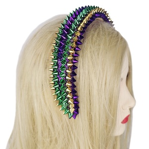 Manwu Factory Paars Gouden Groen Mode Exaggerated Spons Spijkermuts met Spike Spijkertjes Punk Accessoire voor Mardi Gras - Product Image 4