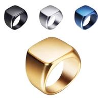 Personalisierbarer Geometrischer Rohling Siegelring für Herren aus Edelstahl mit Edelstein Verlobungsring Gravur