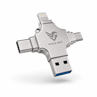 Nuevo Lector de Tarjetas OTG con Diseño Metálico de Alta Velocidad de Transferencia, 4 en 1, Cuatro Puertos, Tipo C, Micro USB, Unidad Flash, Venta al por Mayor