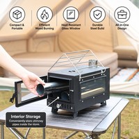 Poêle de camping portable en acier au carbone, cheminée pliable, fenêtre de visualisation en verre pour le chauffage et la cuisson en plein air