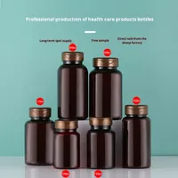 Bouteilles de distribution de Maca PET brun haut de gamme Capsule tablette bouchon à vis pompe Stock pour produits de santé bonbons à l'huile de poisson en gros