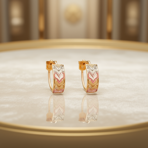 E4498 Orecchini a Cerchio con Cuore Multicolore in Oro Massiccio 18K, Classici da Donna per Uso Quotidiano - Product Image 2