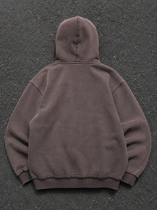 Sudadera con capucha vintage para hombre, con lavado ácido, efecto desgastado, bordado 3D de letras, gráfico, con dobladillo deshilachado - Product Image 2