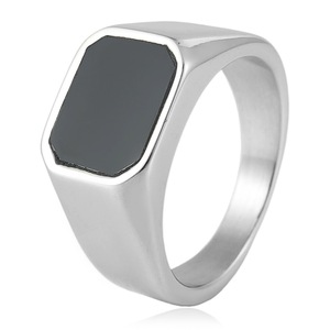 Anillo de Acero Inoxidable para Hombre Yunnique, Diseño Geométrico con Incrustaciones de Plata, Modelo FY21098, Joyería de Moda, Regalo, Hecho en Dongguan - Product Image 1