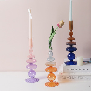Wholesale Nordic <strong>Style</strong> Colored Glass Candlesticks for Wedding Candle Holder and Home Decoration Candle Jars Other <strong>Lanterns</strong> - Product Image 3
