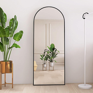 Espejo de pie moderno de lujo con marco arqueado grande, de aleación de aluminio y vidrio, fácil instalación para sala de estar y hogar - Product Image 1