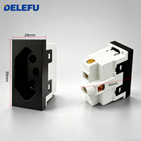 DELEFU Módulo de Enchufe Estándar Brasileño NBR14136 10A 250V Cobre Puro PC Ignífugo Obturador de Seguridad Enchufe Modular de Pared