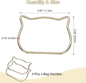 Accessoires de poignée de sac à main en métal avec design trapezoïdal tête de chat et demi-anneau de traction rond - Product Image 2