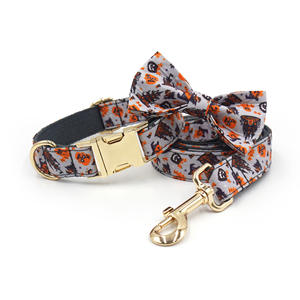 Conjunto de Correa y <span class=keywords><strong>Collar</strong></span> para Mascotas con Estampado de Calabaza Colorida de Poliéster para Halloween, Diseño Personalizado, <span class=keywords><strong>Collar</strong></span> Ajustable para <span class=keywords><strong>Perro</strong></span>, OEM - Product Image 1