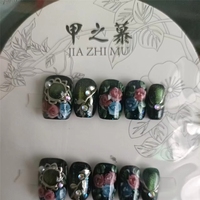 JIAZHIMU Faux Ongles Faits Main à Couverture Complète, Pointes d'Ongles à Presser de Taille Moyenne pour Application sur les Doigts