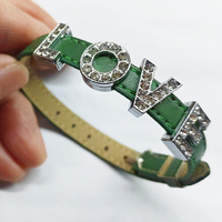 Vente chaude : Lettres coulissantes en métal avec strass de 14 mm (A-Z) – Accessoires DIY étanches pour colliers, colliers pour animaux, bracelets et bracelets de poignet