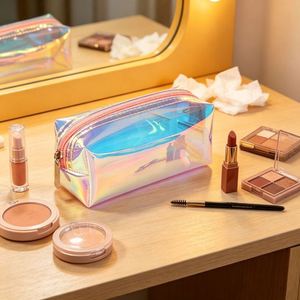 Wholesale TPU Cosmetic <b>Bag</b> <b>Transparent</b> Waterproof Holographic Laser Finish Portable Travel <b>Makeup</b> Pouch with Custom Logo - Product Image 2