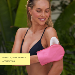 <span class=keywords><strong>Guante</strong></span> de viscosa Ovalada para aplicación de autobronceado de terciopelo suave para bronceado corporal sin rayas para una aplicación de bronceado suave - Product Image 4