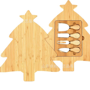 Tabla de Quesos de Bambú con Diseño de Árbol de Navidad, con Juego de 4 Cuchillos, Bandeja de Madera para Servir Frutas, Pan, Sushi, Decoración de Cocina - Product Image 3
