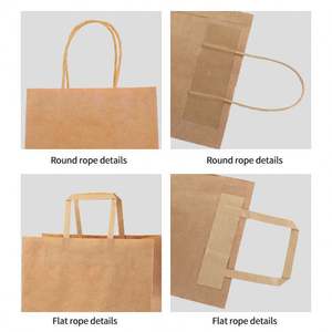 Sacs en papier kraft brun avec poignées, sacs en papier écologiques, services personnalisés disponibles. - Product Image 3