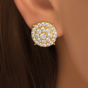 ต่างหูแบบติดหูทรงกลม ทองแท้ 18K คุณภาพดี ขนาดเล็ก น่ารัก ชุบทอง 18K ประดับเพชร ขายดี - Product Image 6