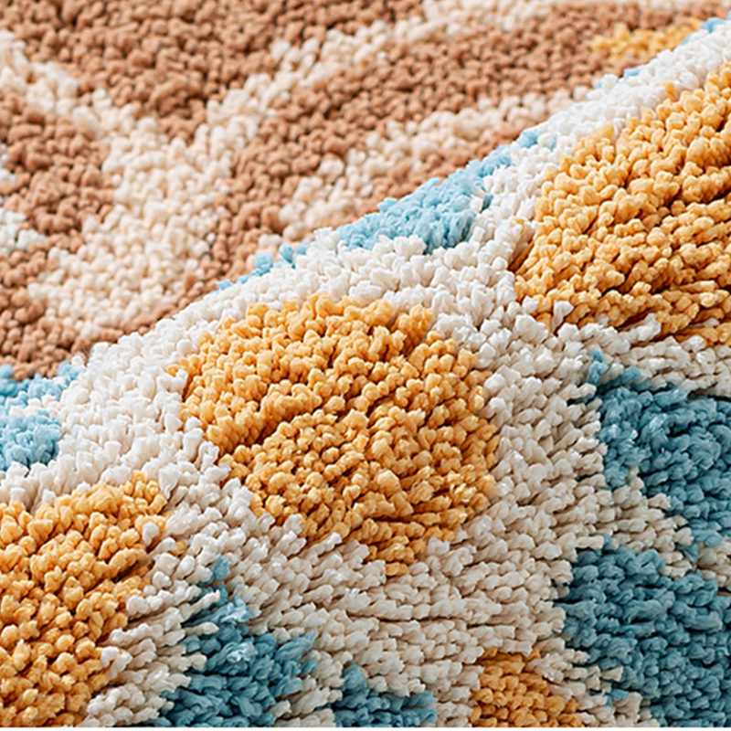 超细纤维浴垫地毯防滑吸水浴室地板门垫地毯舒适簇绒涤纶成人图片彩色