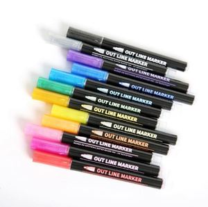 12 <b>Colors</b> Double Line Doodle Dazzle DIY Shimmer Marker <b>Pens</b> - Product Image 2