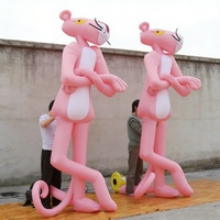 Mascotte géante gonflable personnalisée Léopard rose de dessin animé, modèle animal gonflable sur pied pour la publicité et la décoration d'événements et de centres commerciaux