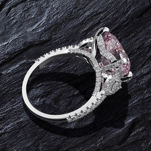 925 plata esterlina 18K oro blanco 11ct gran rosa corazón corte, puro diamante anillo de compromiso anillo de bodas, San Valentín anillo, diamante anillo partido anillo de compromiso para las mujeres - Product Image 5