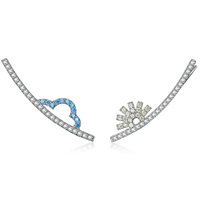 Le soleil nuages temps boucles d'oreilles, 925 argent mode créative d'oreille BSE386 niche de boucle d'oreille