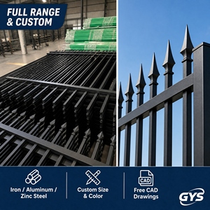 Panel de Cerca Metálica con Punta de Lanza, Acero con Recubrimiento de Polvo Negro, Cerca de Seguridad para Jardín y Villa, Venta al Por Mayor de Fábrica - Product Image 4
