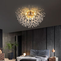 Nordique moderne cristal lustre Simple luciole LED plafonnier chambre fer maison éclairage décoration interrupteur 3000K hôtels