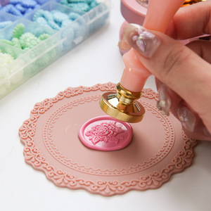 Sealing Wax <b>Kit</b> <b>Pink</b> Complete Set With Stamps Granules <b>Tools</b> For Decoration - Product Image 3