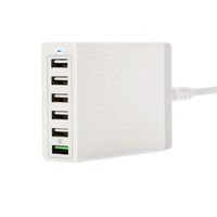 Chargeur mural USB 6 ports pour téléphone, compatible iPhone / Samsung Galaxy / tablette, chargeur de bureau à domicile