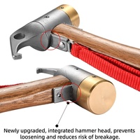 Marteau de camping multifonctionnel en acier inoxydable et cuivre avec manche en bois pour piquets de tente et auvent, idéal pour le camping en extérieur (OEM)