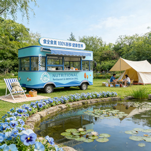 Mobile Food Cart Trailer with <b>Awning</b> Protection Food Cart for Rain and Sun - Product Image 1