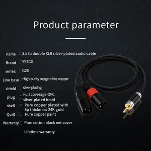 Cavo Audio Splitter di Alta Qualità in PVC Intrecciato, Jack Stereo TRS Maschio 3.5mm a Doppio <span class=keywords><strong>XLR</strong></span> Maschio 3 Pin, Cavo <span class=keywords><strong>Aux</strong></span> in Nylon Tricot - Product Image 4