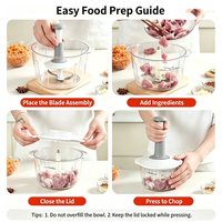 Mini hachoir manuel portable à pression avec lames en plastique pour ail, légumes, oignon et autres aliments – Idéal pour la préparation culinaire