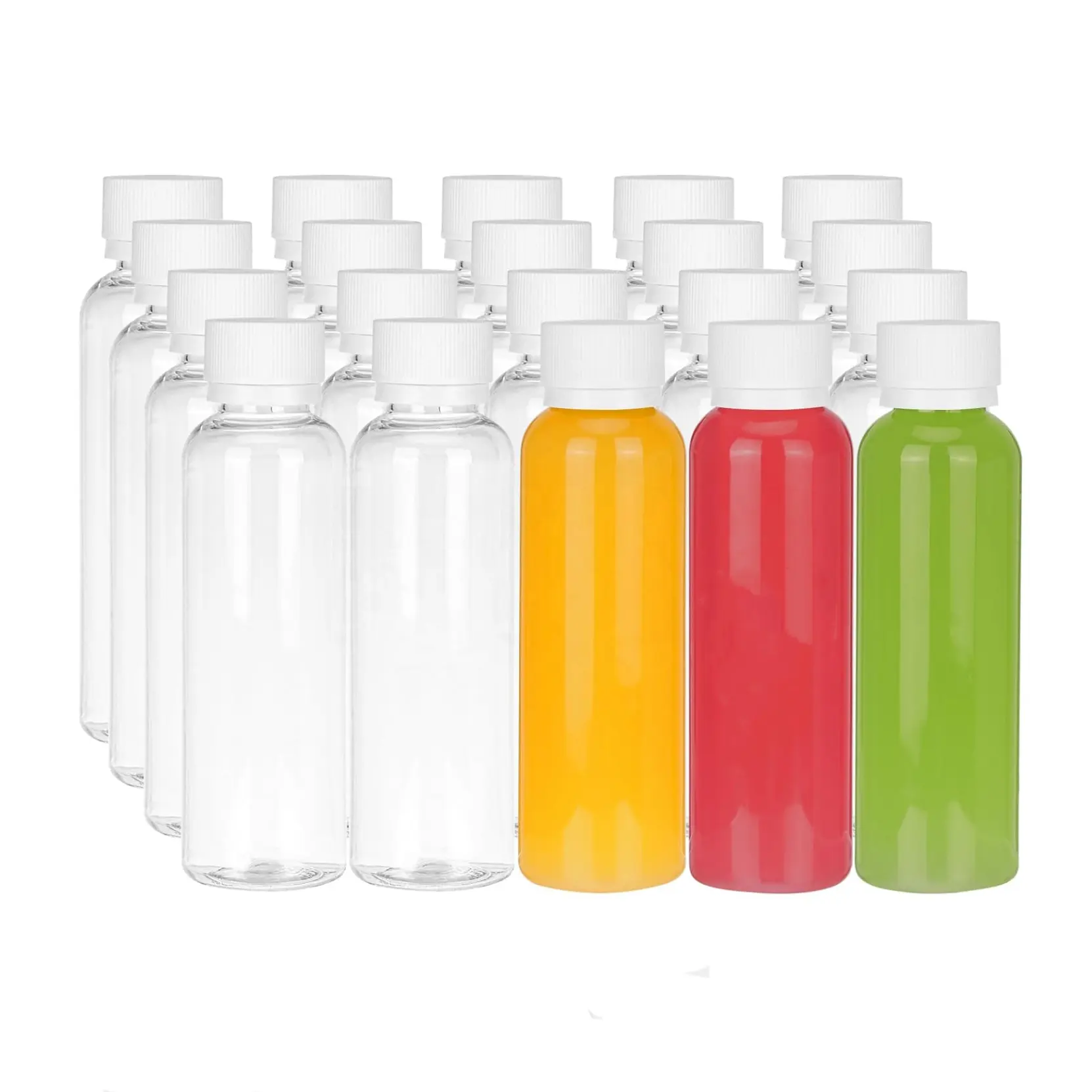 Transparent plastic bottle with spiral cap, reusable storage container, can hold smoothie beverage liquid