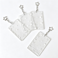 Porte-clés en plastique rectangulaire pour cartes photo, motif flocon de neige scintillant, cadre photo Kpop imprimé UV transparent, cadeau pour la maison, vente en gros