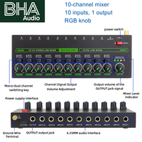 BHA MIX1000-PRO Mixeur 10 Canaux d'Entrée 1 Sortie Mini Mixeur de Signal Micro avec Bouton RGB pour Scène KTV Diffusion en Direct Nouvelle Arrivée Logo OEM