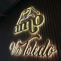 Enseigne lumineuse 3D LED personnalisée en or avec rétroéclairage miroir, étanche, pour logo de boutique, devanture de magasin, réception d'hôtel, logo mural