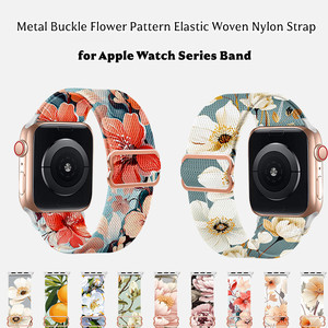Correa de Reloj de Nailon Elástica con Flores AiBangJia para <span class=keywords><strong>Apple</strong></span> IWatch Series 11 46mm 10 9 8 <span class=keywords><strong>7</strong></span> 6 5 4 Se ultra 3 2 49mm - Product Image 1