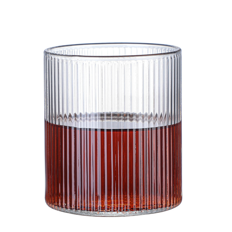 200~300ml high borosilicate glass coffee cup striped glass cup