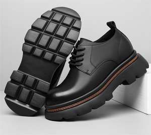 Directamente de fábrica, zapatos elevadores invisibles con aumento de altura para hombres, zapatos de vestir ligeros de cuero negro de 4 pulgadas más altos - Product Image 4