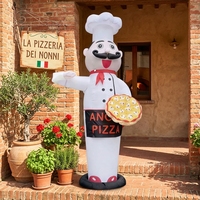 Danseur publicitaire gonflable Chef Pizza avec souffleur et base, logo personnalisé, costume blanc pour une promotion extérieure accrocheuse