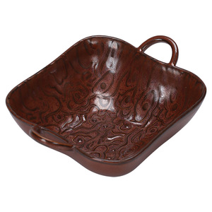 Plateau carré en céramique à double poignée, plat à collation en porcelaine pour les fêtes et l'hôtellerie - Product Image 5