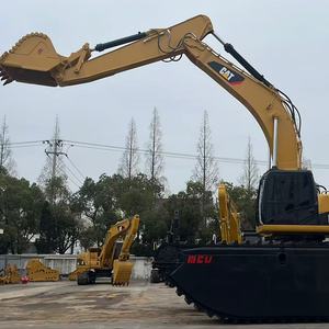 Excavatrice de dragage CAT 349DL d'origine avec châssis ponton renforcé de 12 m, poids opérationnel de 50 tonnes pour les projets en zone humide - Product Image 3