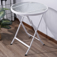 Pieds de table pliante de camping en plein air de haute qualité Table à manger pour table pliable ronde en verre d'arrière-cour