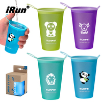 Gobelet pliable pour course à pied avec logo personnalisé IRun, bouteille d'eau portable pour marathon, randonnée, camping