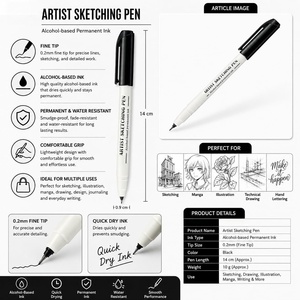 Rotulador de Punta Fina con Tinta Negra Resistente al Agua, para Dibujo, Bocetos, Firmas, para Arquitectos, Artistas, Cómics - Product Image 3