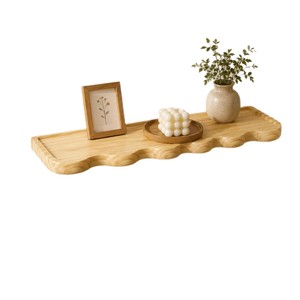 Wooden Irregular Wall <b>Shelf</b> 6cm High Wall Mounted Durable Storage <b>Rack</b> For Living Room Bathroom Decoration - Product Image 5